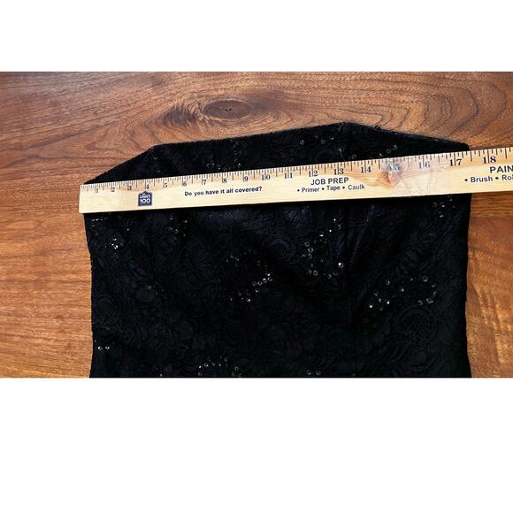 WHITE HOUSE BLACK MARKET Sequin Dress Size 14 Black Strapless Formal Cocktail - Picture 7 of 10